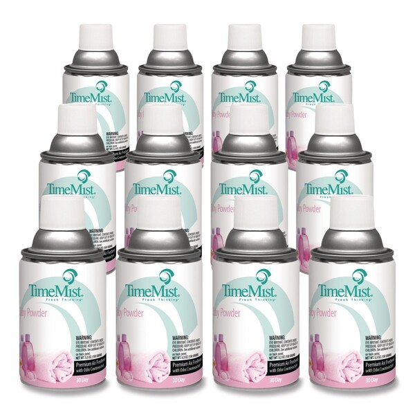 Timemist Premium Metered Air Freshener Refill, Baby Powder, 5.3oz Aerosol, PK12 332512TMCT - main